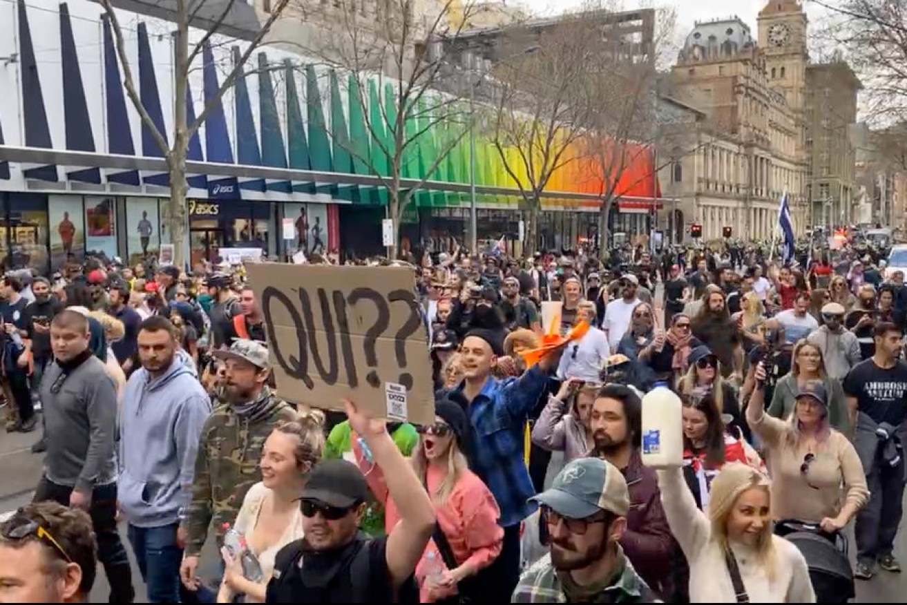 Neo-Nazi leaders attended an anti-lockdown rally in Melbourne last week to recruit new members. 