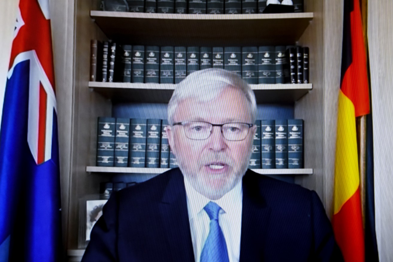 Former prime minister Kevin Rudd gives evidence to the media diversity hearing. 