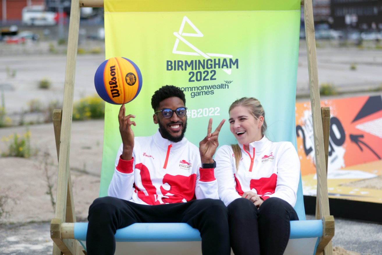 England's Jamal Anderson and Georgia Jones at Smithfield, Birmingham City Centre.