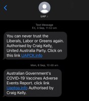 UAP Craig Kelly text messages