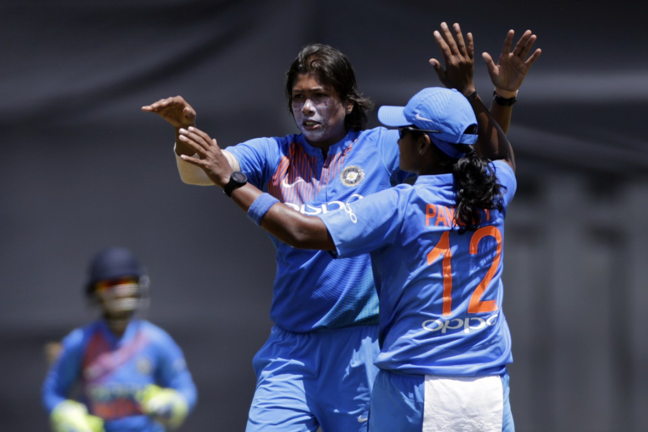Jhulan Goswami starred for India as the tourists ended Australia's winning streak in ODI matches.
