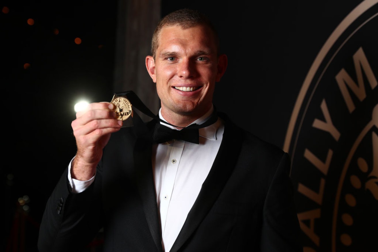 Tom Trbojevic with the prized Dally M medal at NRL's night of nights in Brisbane.