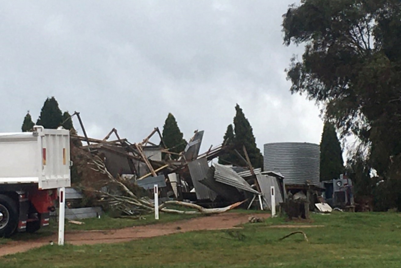 This house was destroyed by Thursday's tornado at Meadow Flat, near Bathurst.