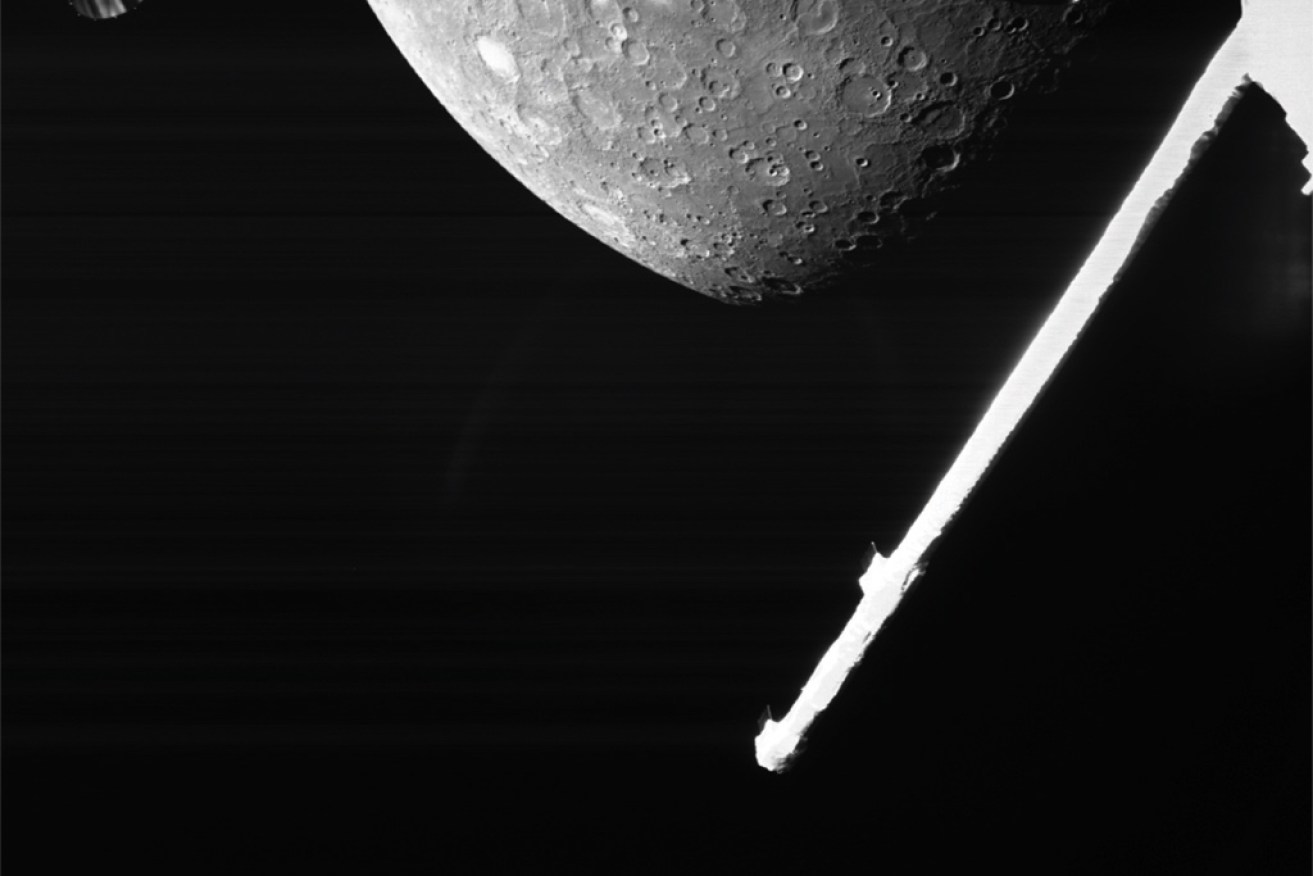 A view of Mercury captured by the joint European-Japanese BepiColombo mission.