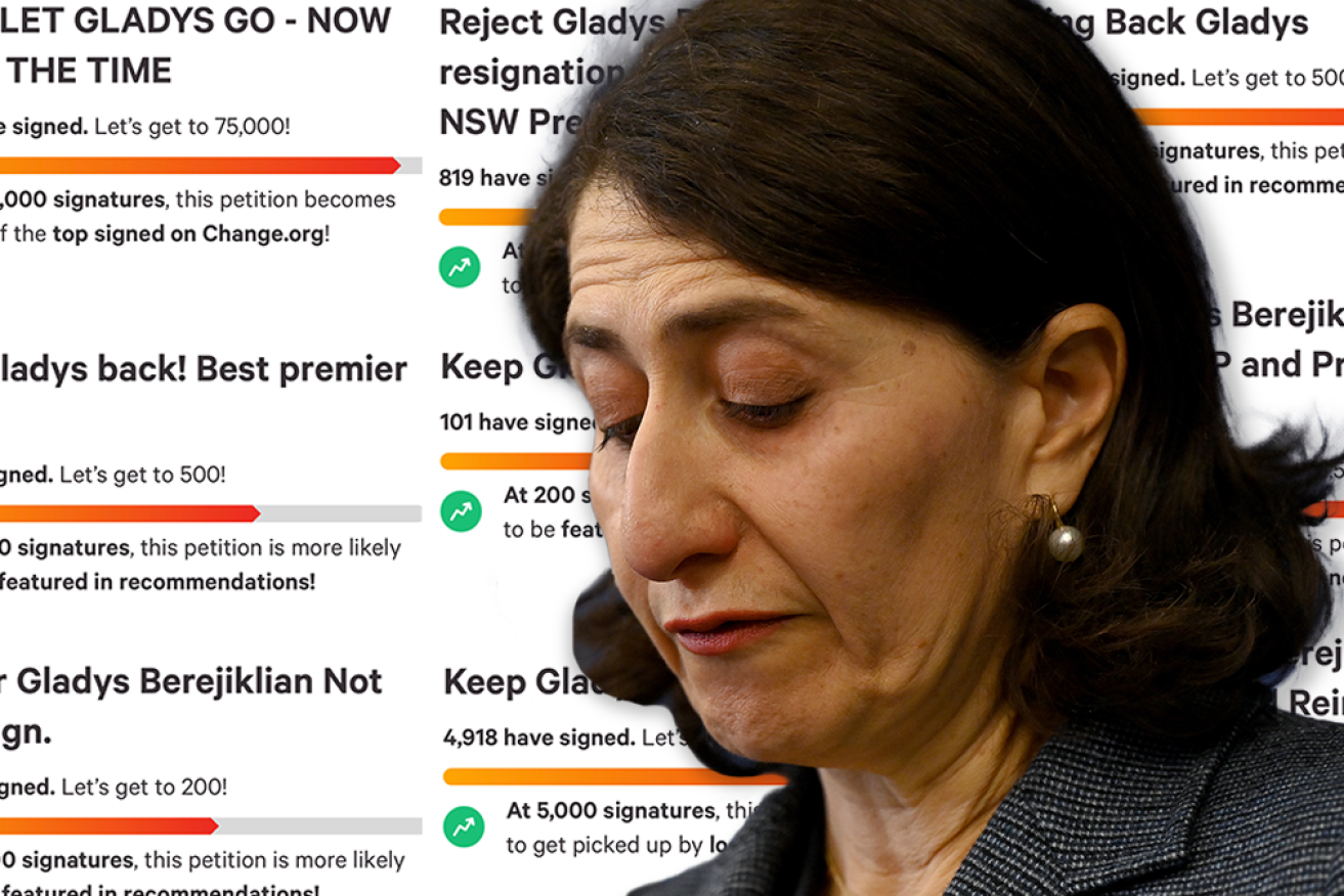 Some people in NSW have created Change.org petitions to keep Gladys Berejiklian as Premier.