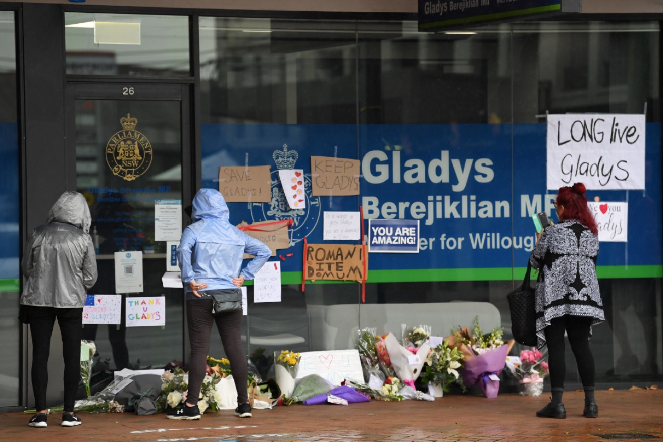 Tributes have piled up outside Gladys Berejiklian's electorate office since she announced last Friday she would quit politics.