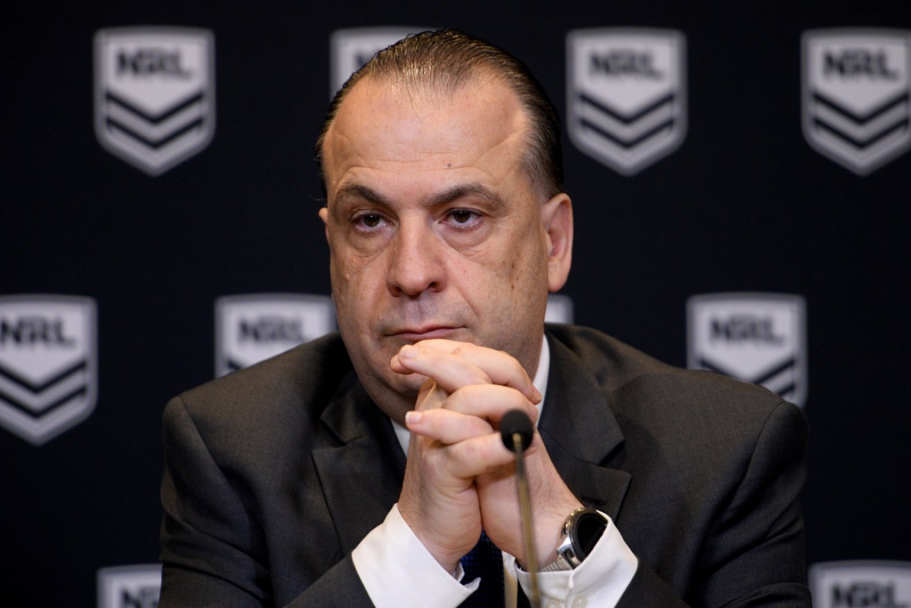 The NRL and its chair Peter V'landys may soon be looking for a new sponsorship deal.