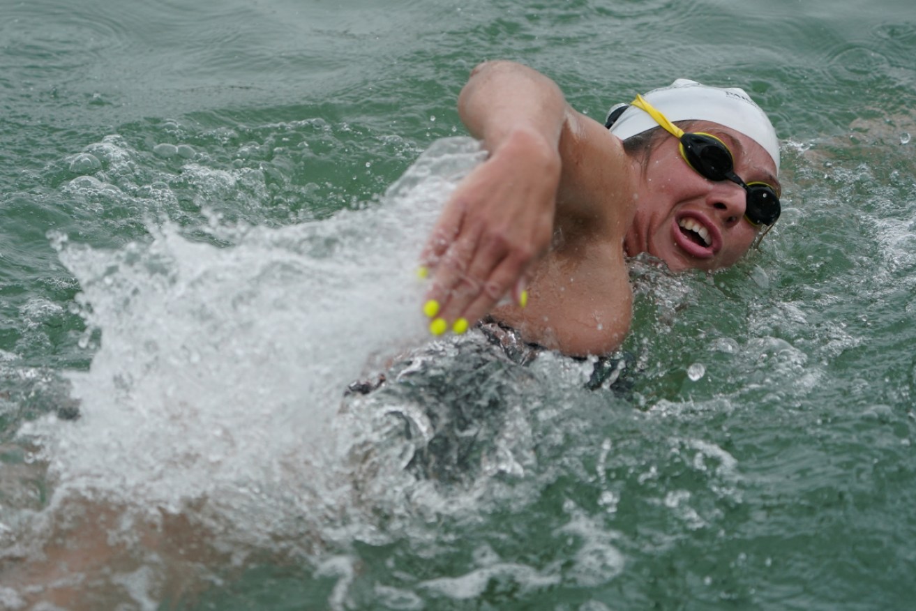 Chloe McCardel on her way to her record-equalling Channel swim on Thursday.