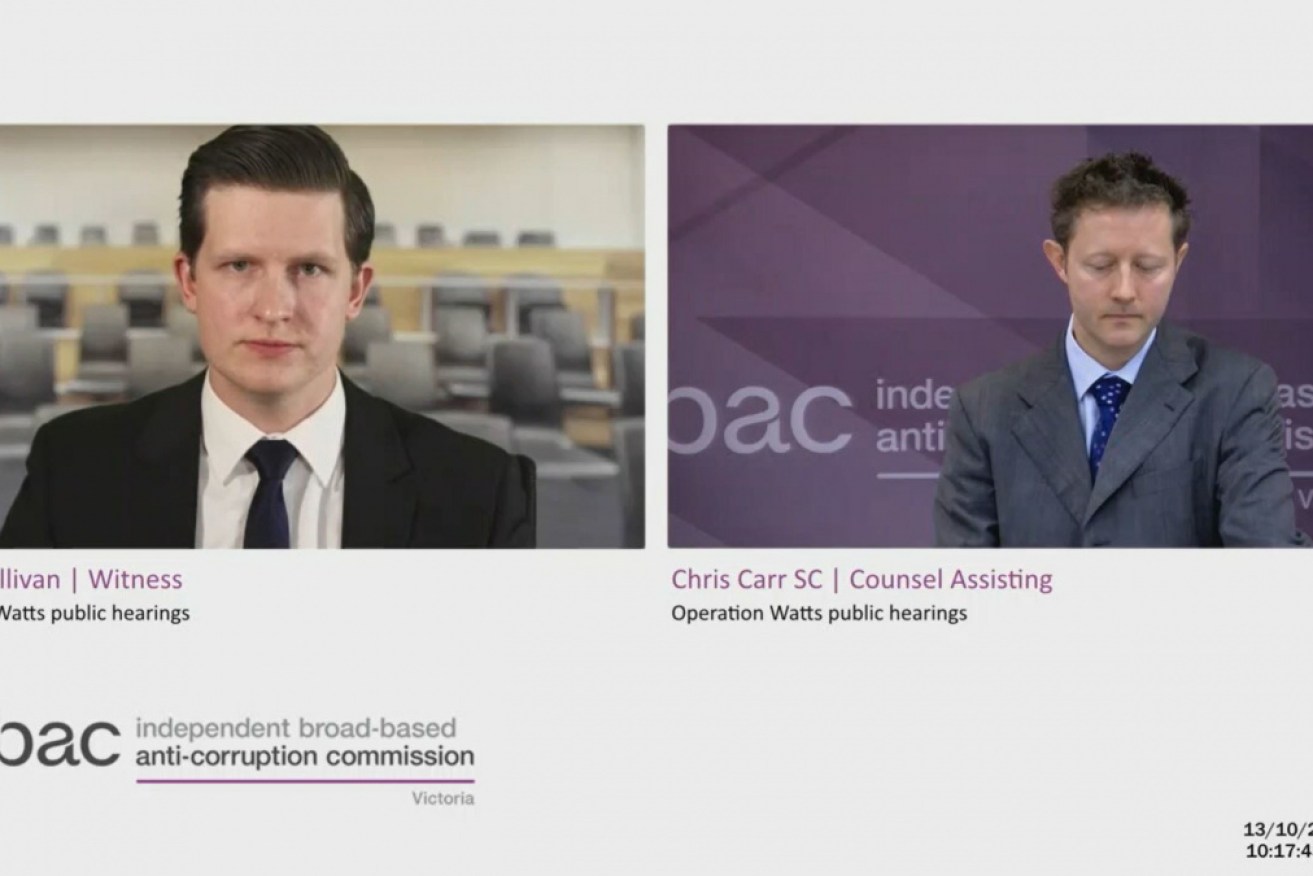 Adam Sullivan gave evidence to IBAC on Wednesday. The watchdog expects five weeks of public hearings.