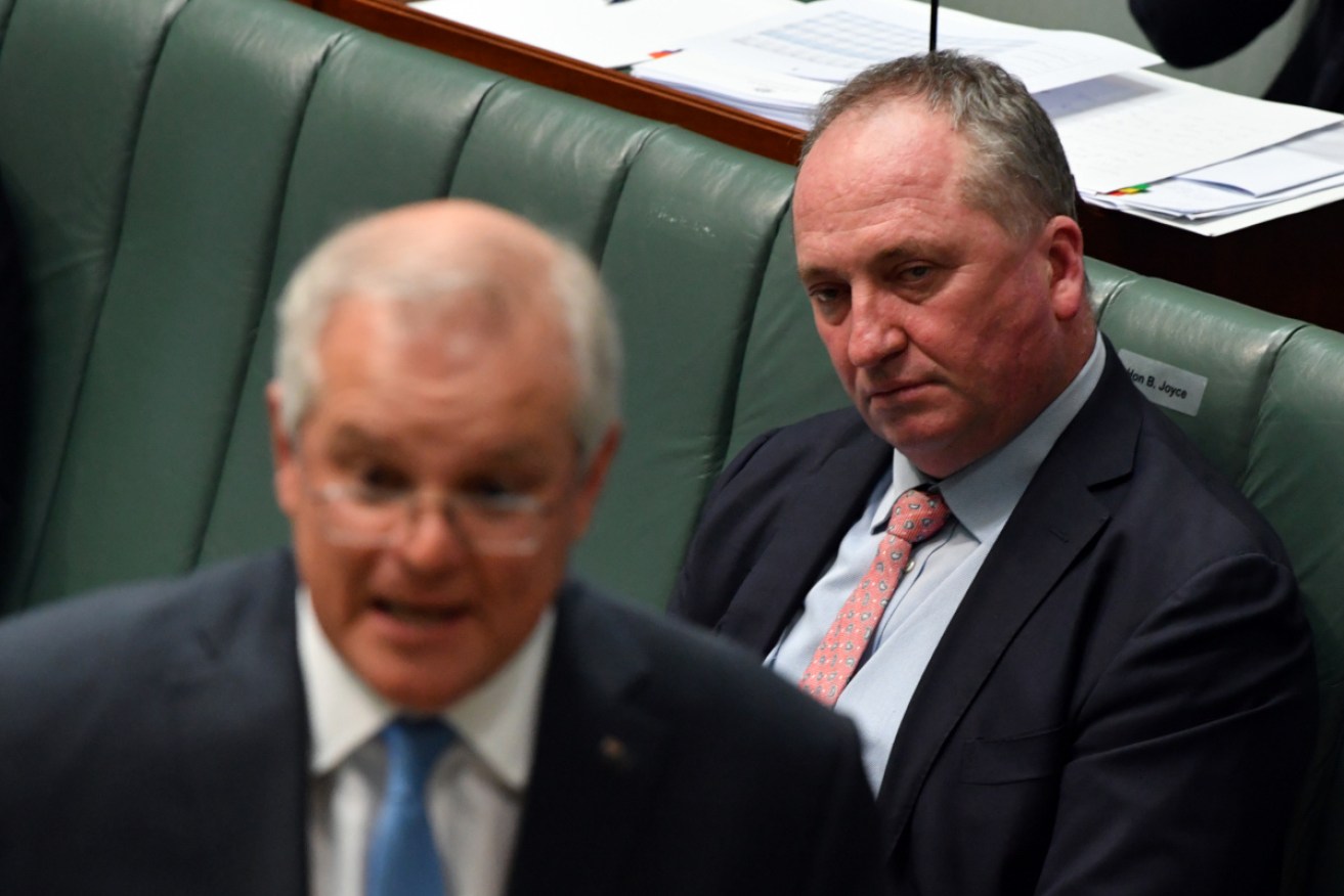Barnaby Joyce and Scott Morrison in parliament.
