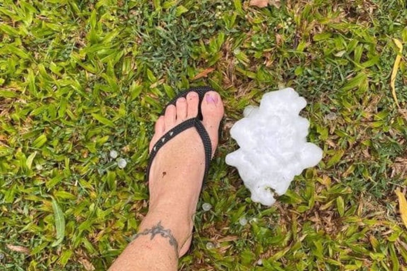 Hail stones found in south-east Queensland measured in at 16 centimetres, breaking the Australian record.