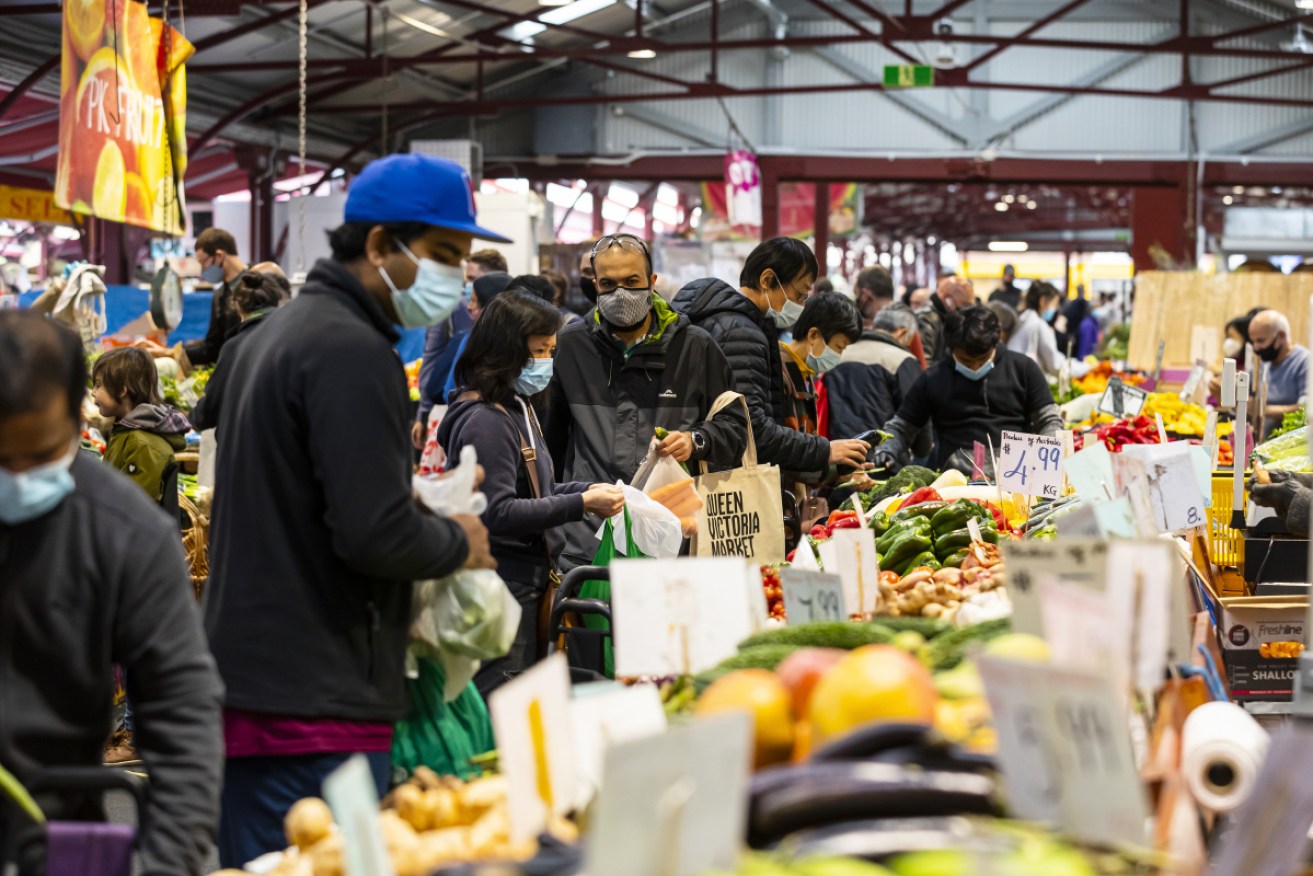 Unlike the big supermarket chains, there are no shortages at Melbourne's Victoria Market.