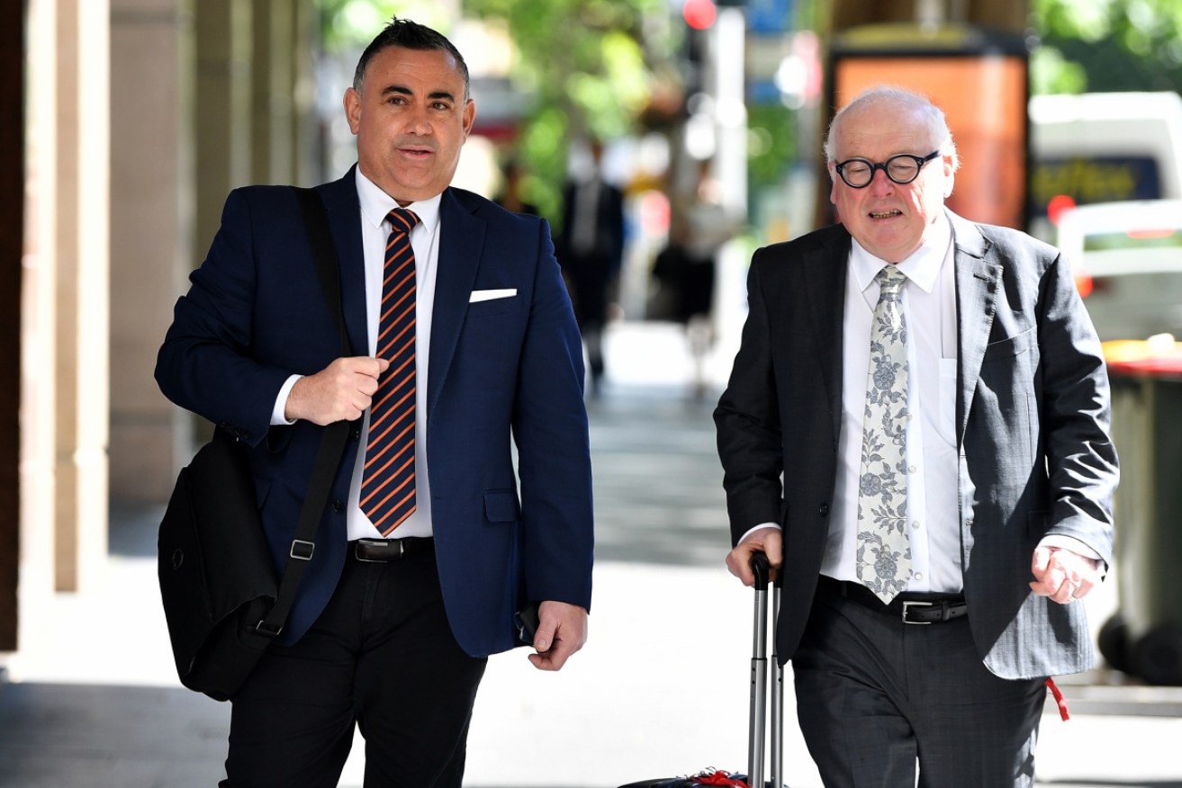 John Barilaro (left) arrives at ICAC on Monday morning.