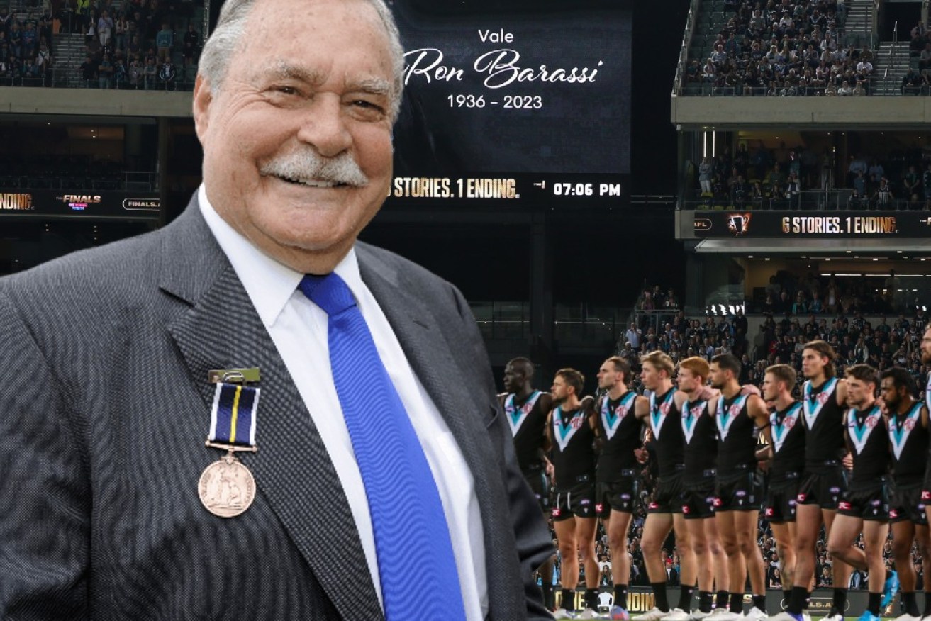 Power players pay tribute to Ron Barassi before the AFL semi-final between Port Adelaide Power and the GWS Giants on Saturday.