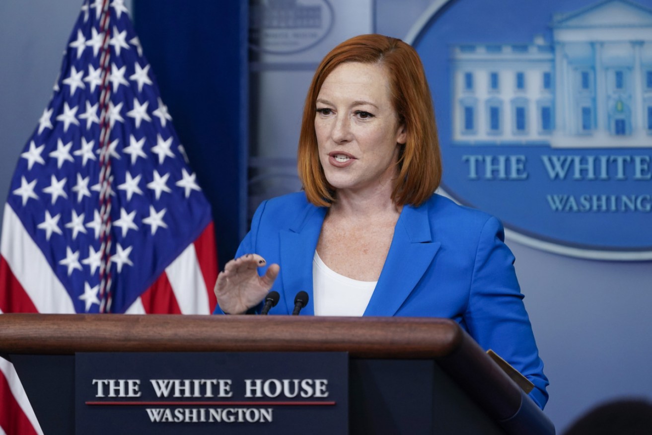 Jen Psaki didn't go to Glasgow after members of her family tested positive to COVID-19. 