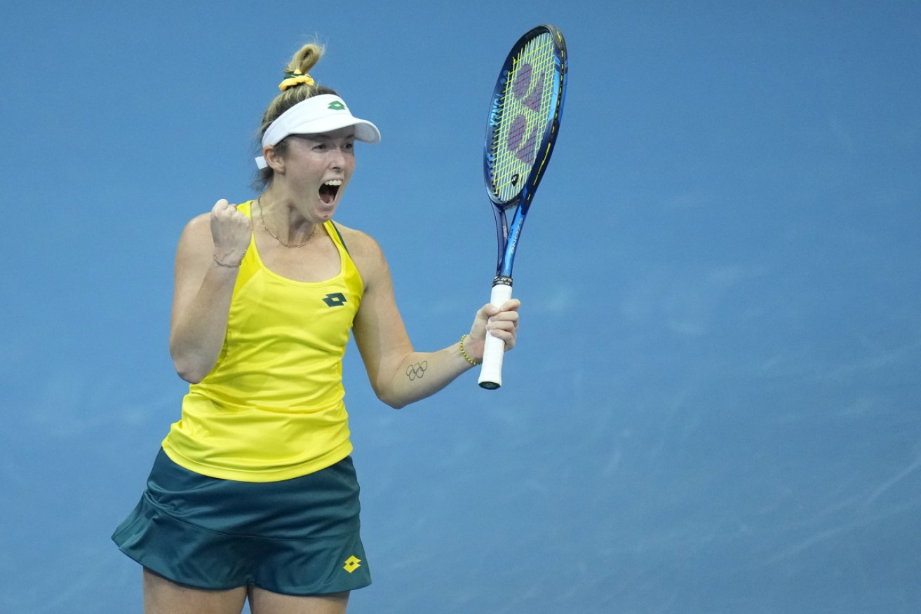 Storm Sanders has taken Australia to within reach of the Billie Jean Cup semi-finals in Prague.