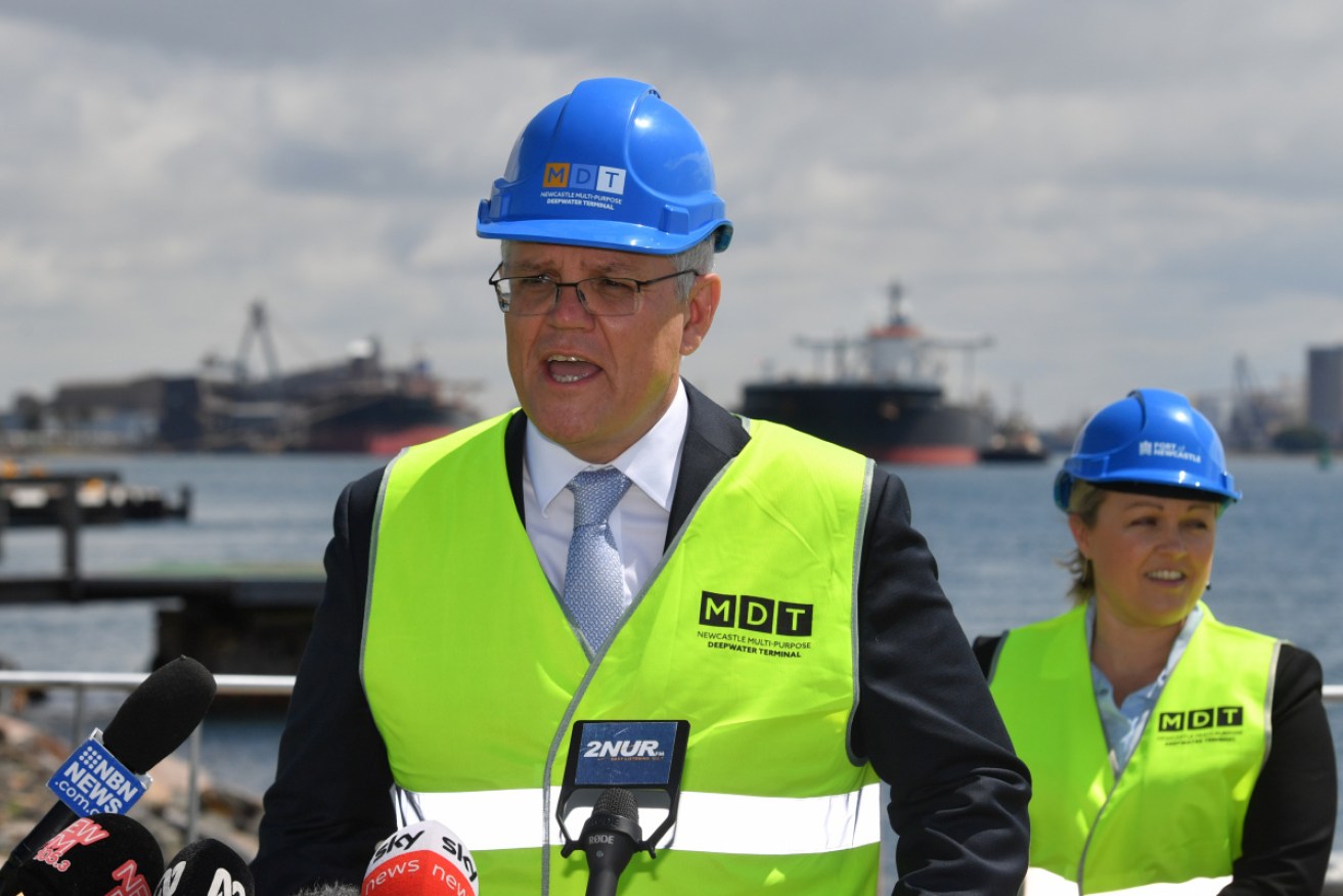 Mr Morrison again reaffirmed his government's commitment to coal, on a visit to Newcastle on Monday.