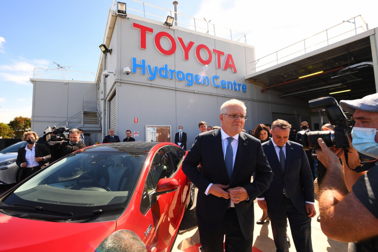 Mr Morrison at the Toyota plant on Tuesday. 
