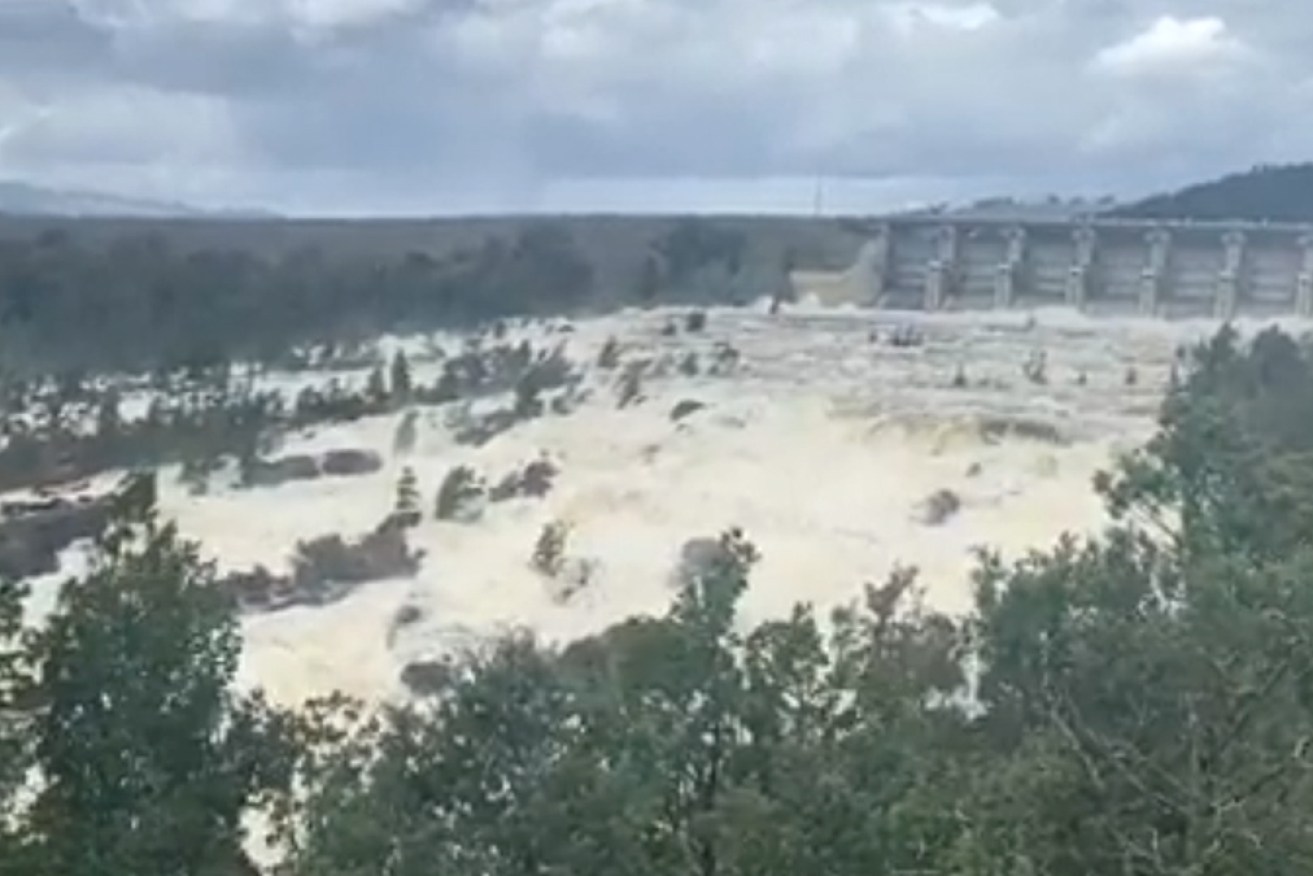 The Wyangala Dam, near Cowra, was spilling on Friday, after days of heavy rain.