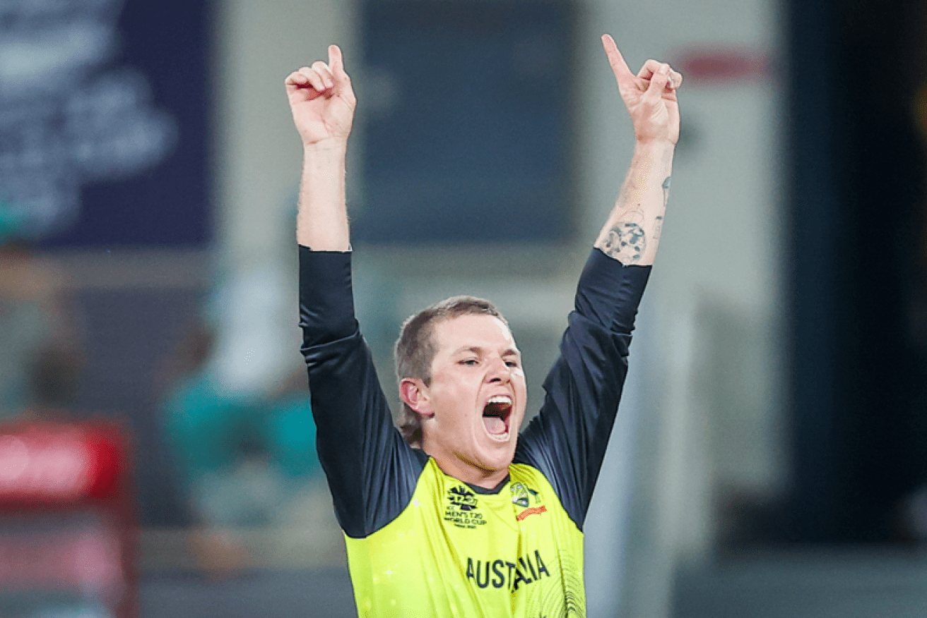A superbly in-form Adam Zampa celebrates taking another scalp.