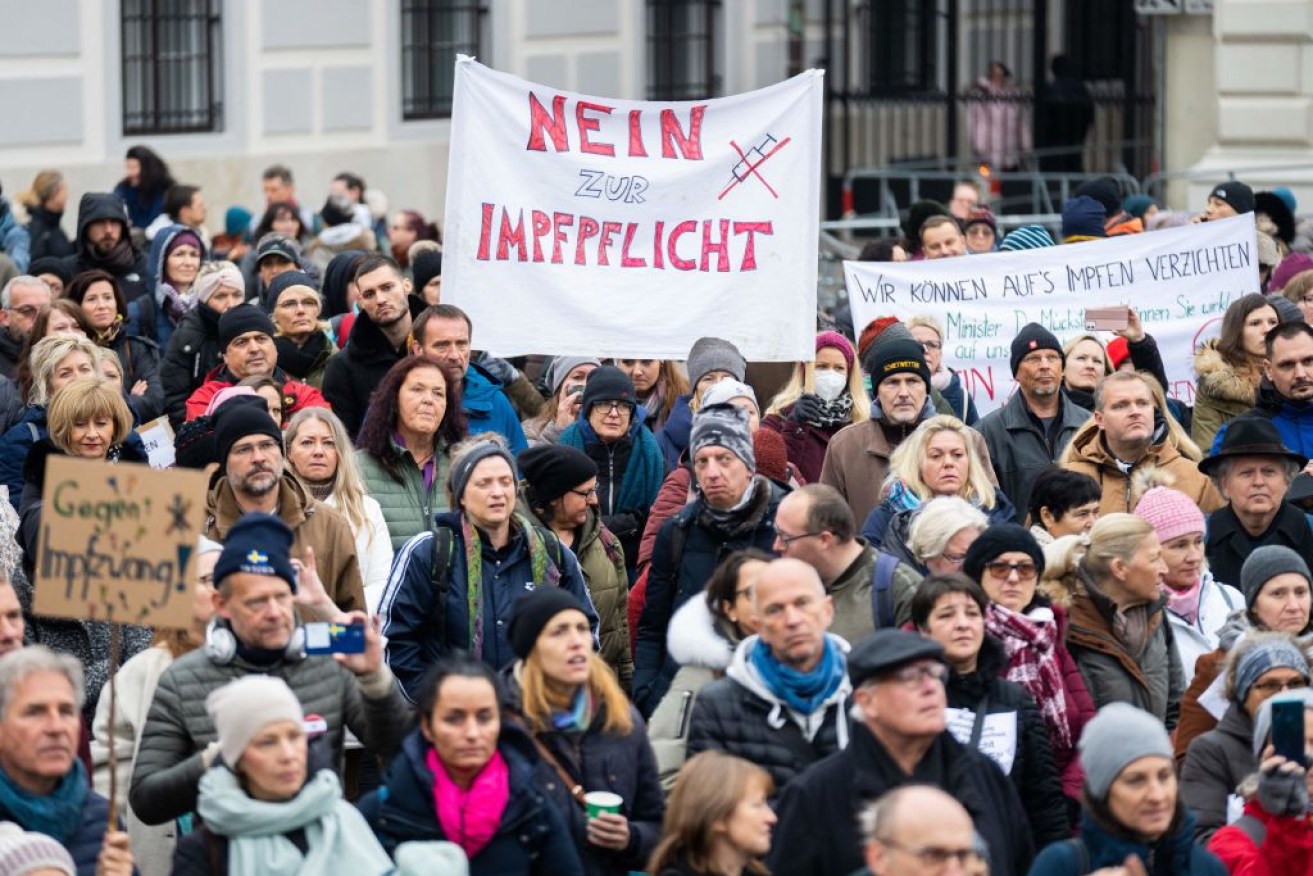 Anti-vaxxers protested in Vienna, the same day Austrian Chancellor Alexander Schallenberg unvaccinated people must lockdown. 