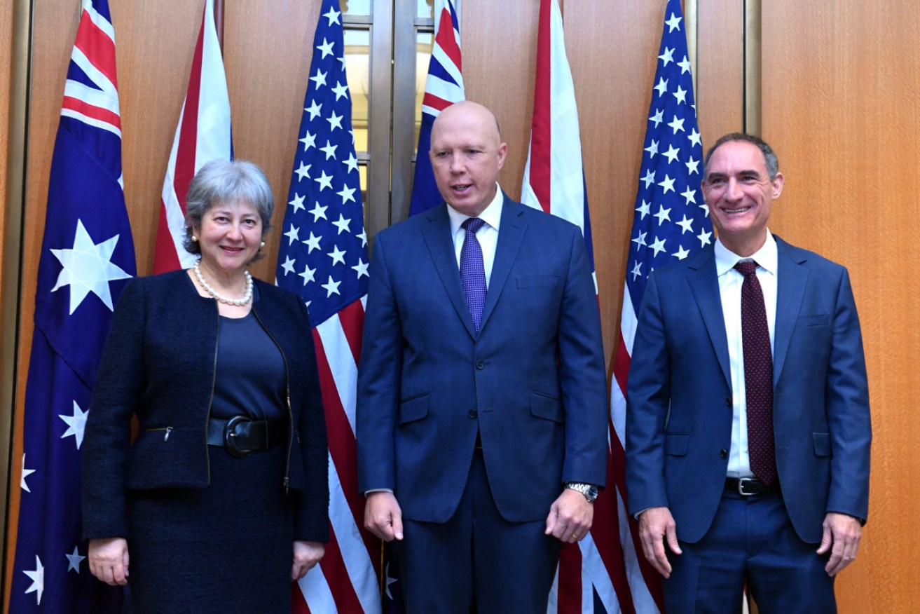 Defence Minister Peter Dutton signed the AUKUS agreement alongside UK and US diplomats.