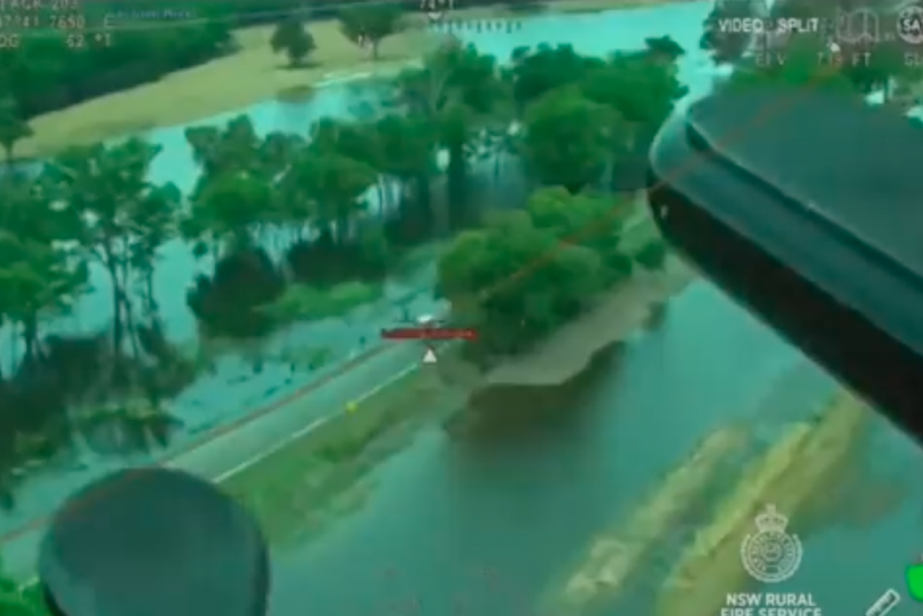 The Lachlan River in central-west NSW,broke its banks  as the rain kept falling.