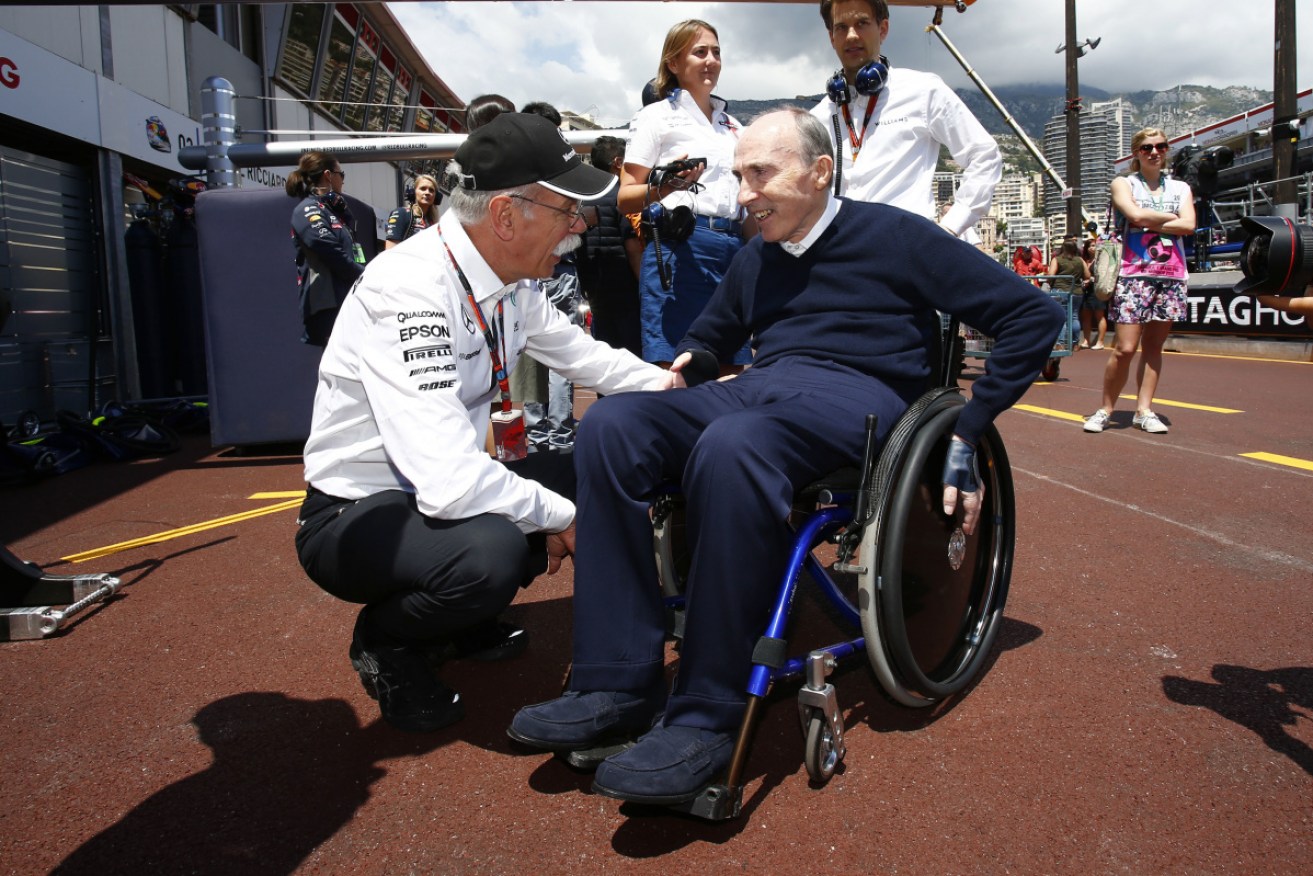 Williams at the 2015 Monaco Grand Prix, with Daimler and Mercedes chief Dieter Zetsche.