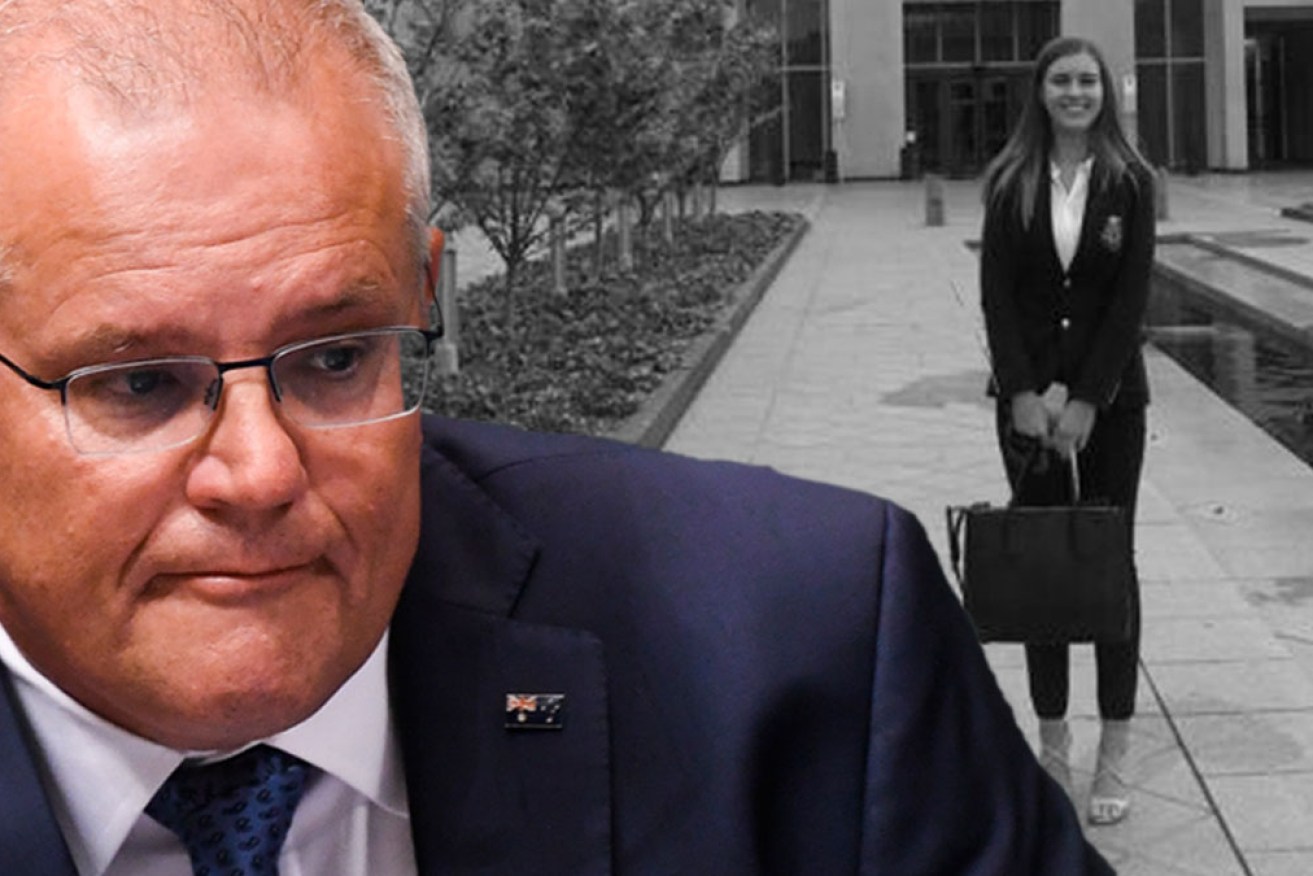 Prime Minister Scott Morrison and former Liberal staffer Brittany Higgins. 