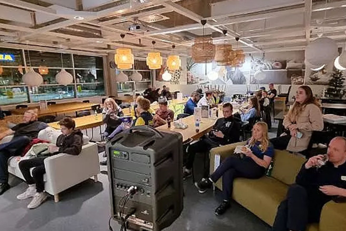Staff and customers were forced to stay overnight during a snowstorm. Photo: Twitter