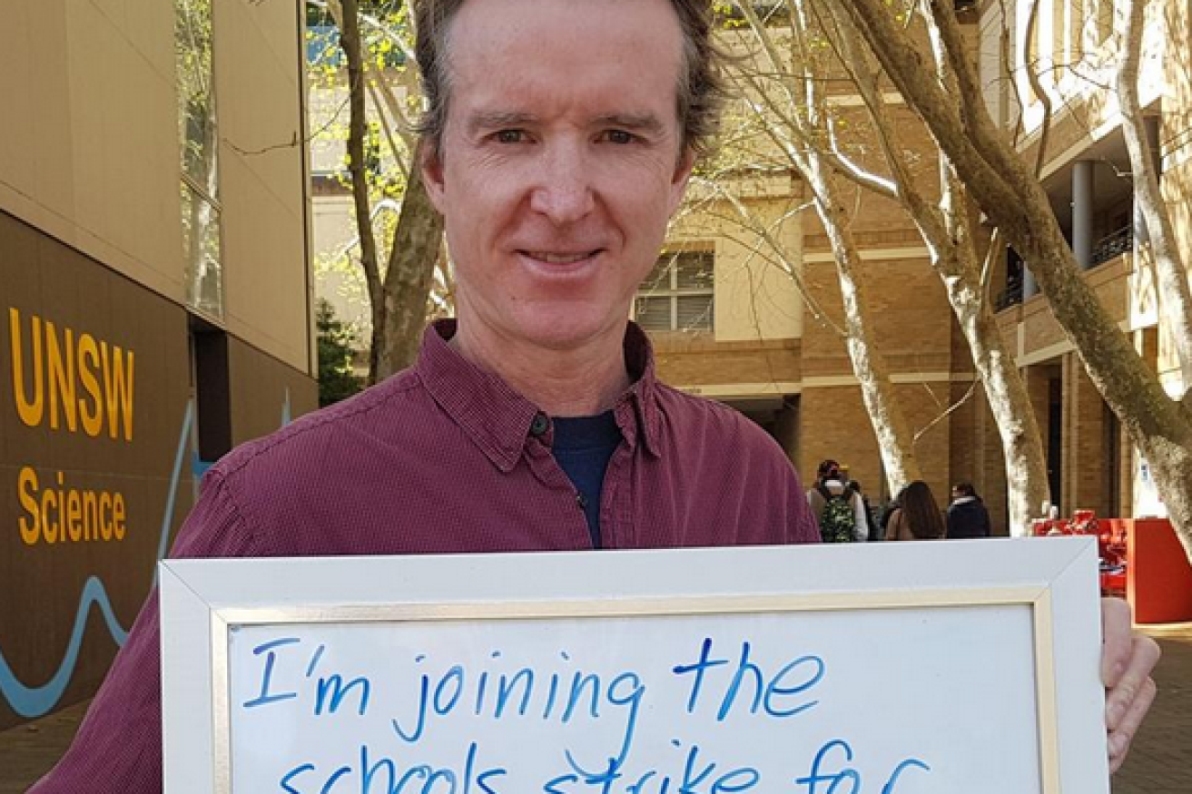 Greens candidate Jonathan Doig, now charged with child sex offences, was a keen supporter of the schoolkids' climate strikes.  