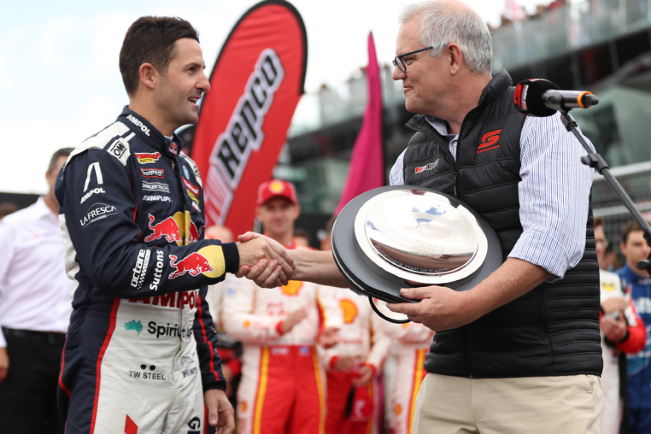 Prime Minister Scott Morrison meets a real winner in Jamie Whincup before Sunday's Bathurst 1000 classic.