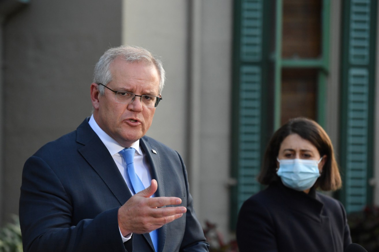 Prime Minister Scott Morrison with then-NSW Premier Gladys Berejiklian in July. 