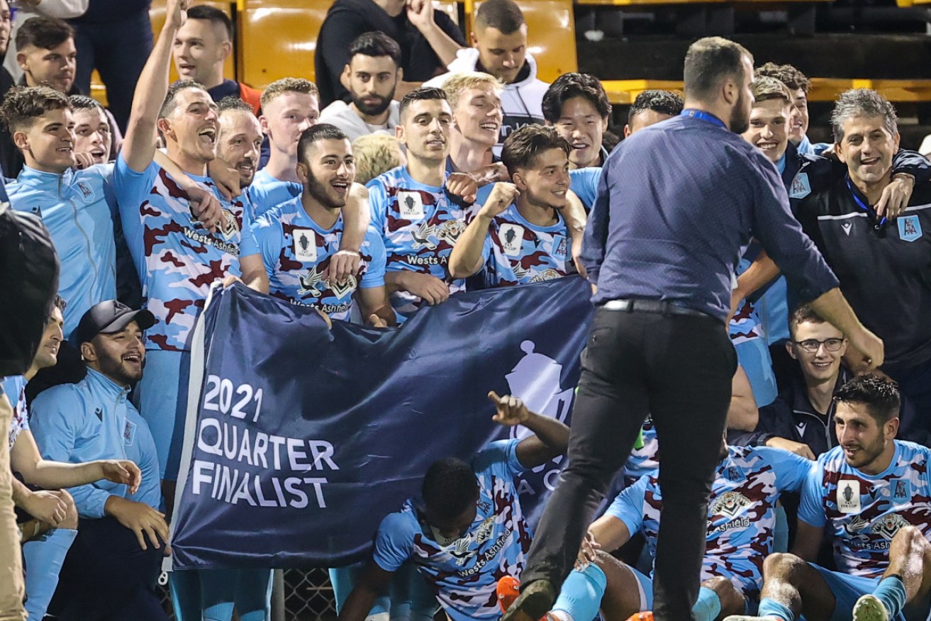 APIA Leichhardt has upset Western Sydney Wanderers to reach the quarter-finals of the FFA Cup.