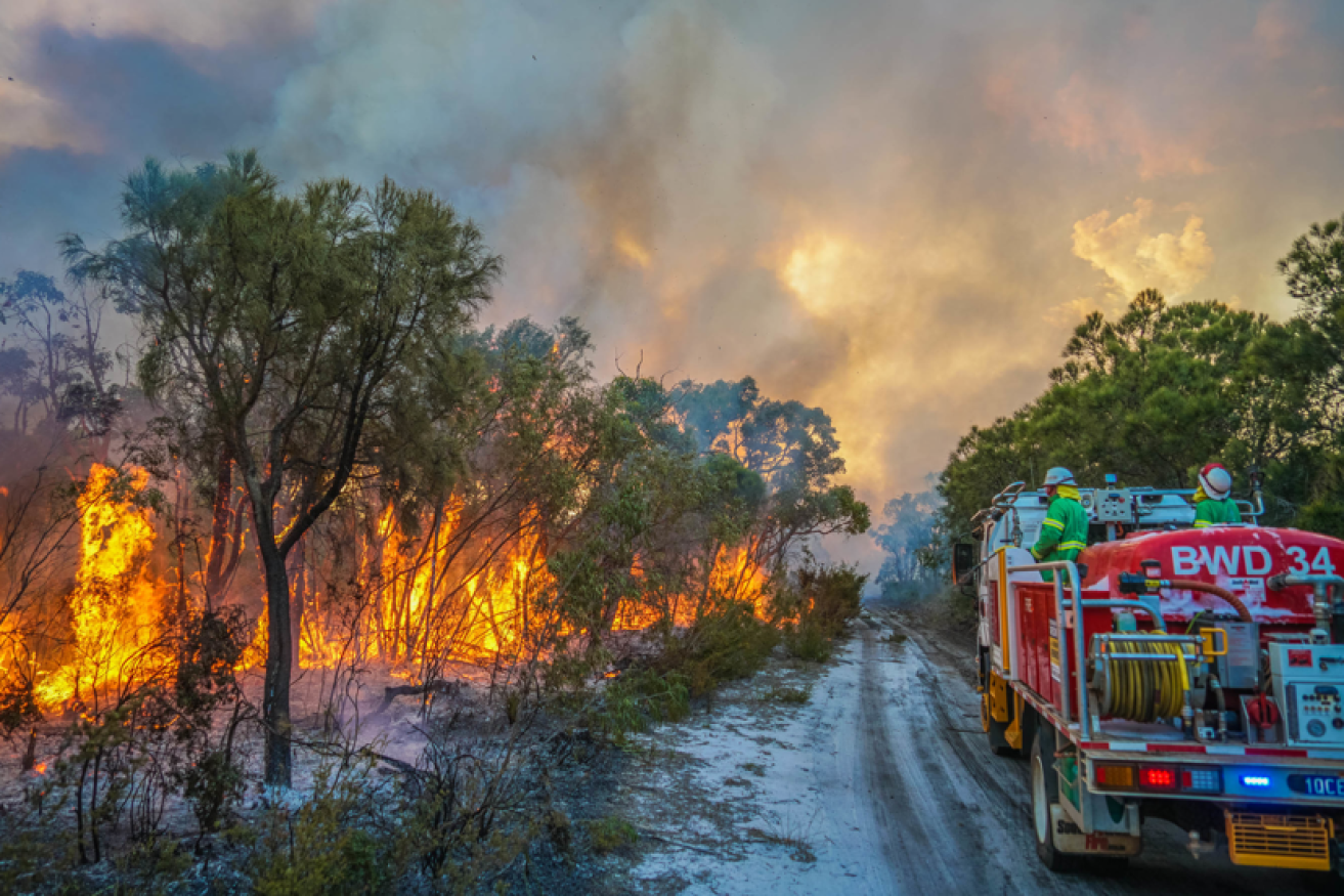Firefighters confront the  Margaret River blaze as evacuation orders are issued.