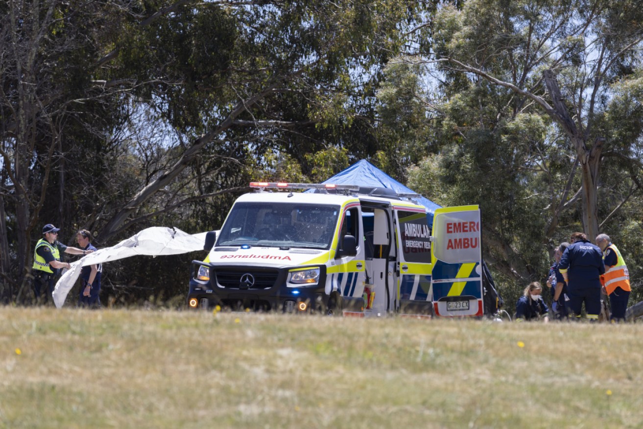 Emergency services on the scene of Thursday's tragedy in Devonport, in Tasmania's north-west.
