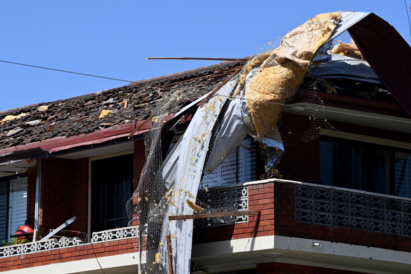 Homes, like this one in Dee Why, were damaged during the storm. 