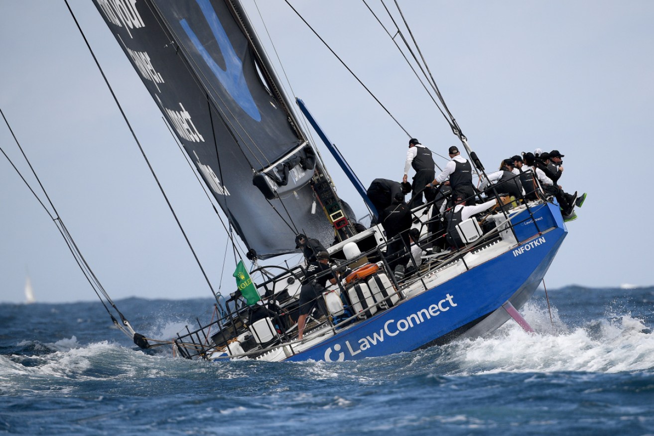 Supermaxi LawConnect is involved in a gripping tussle for Sydney to Hobart line honours. 