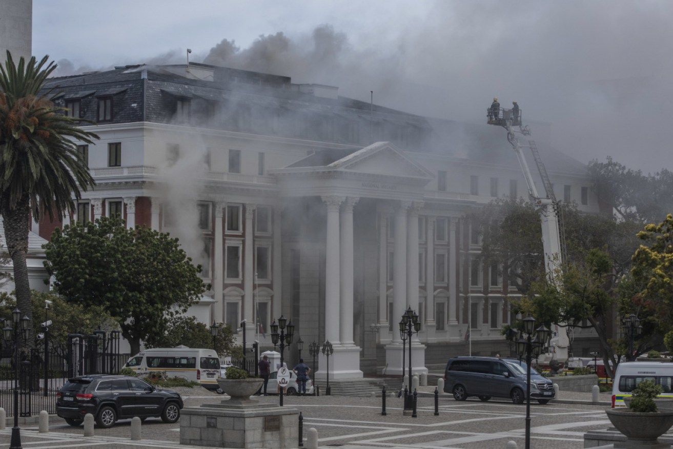 A man has been charged over a fire inside the South African parliament building.