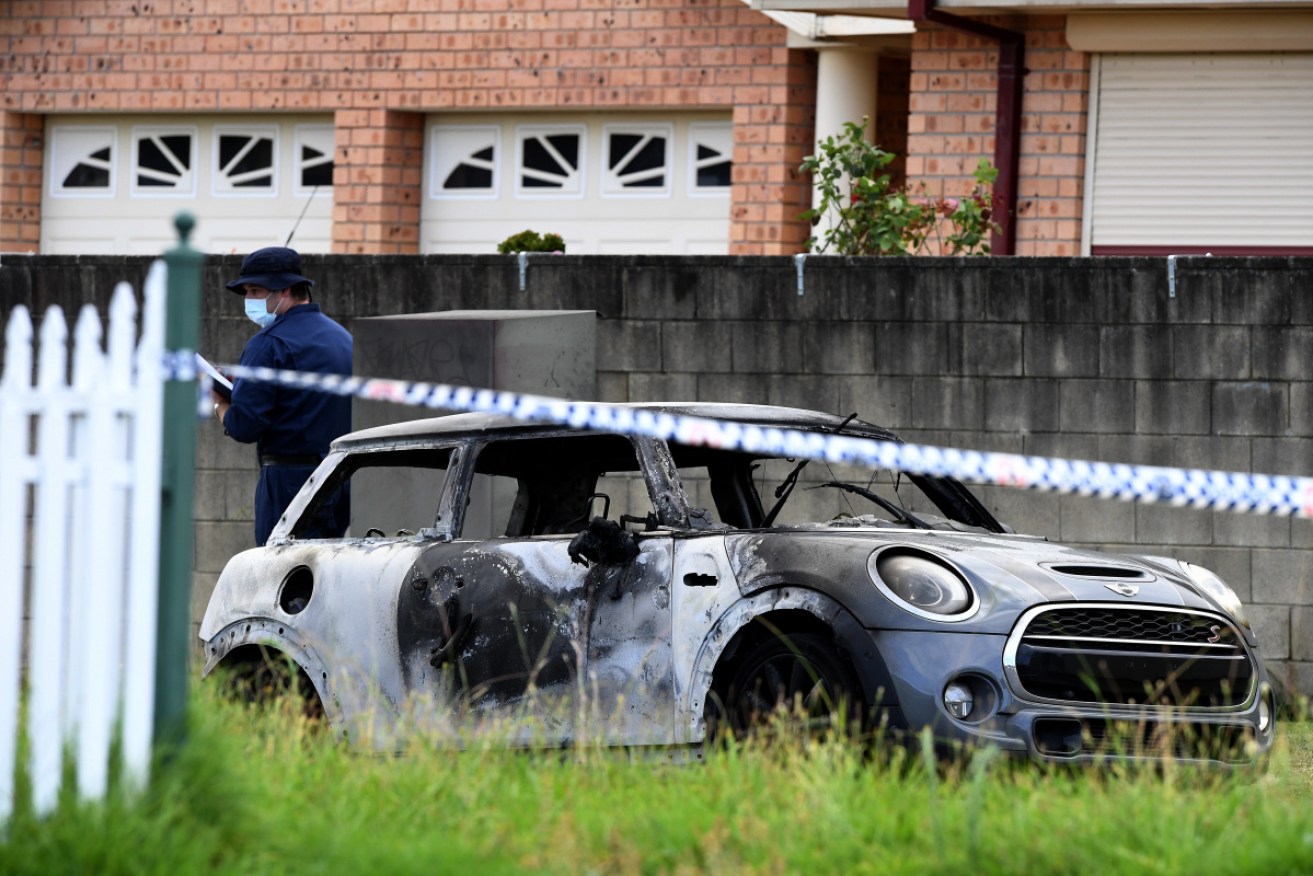 A car found torched on a Sydney street is believed to be linked to Ghassan Amoun's shooting. 