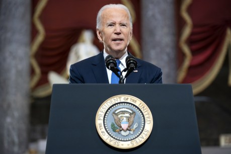 Biden blasts Trump&#8217;s &#8216;web of lies&#8217; on anniversary of deadly Capitol attack