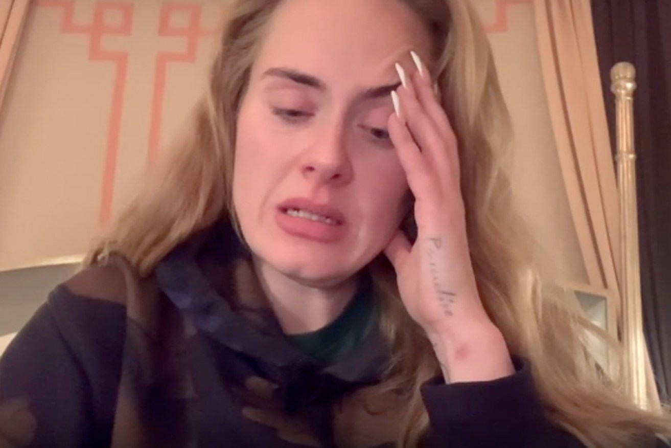 An emotional Adele made the shock announcement less than a day before her first Las Vegas show.
