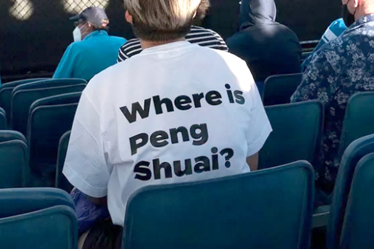 Tennis fans wearing these shirts were told to remove them at Melbourne Park at the weekend.