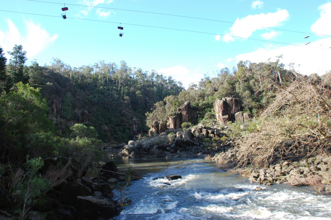 A search continues for a young woman who went missing while swimming at Cataract Gorge in Tasmania.