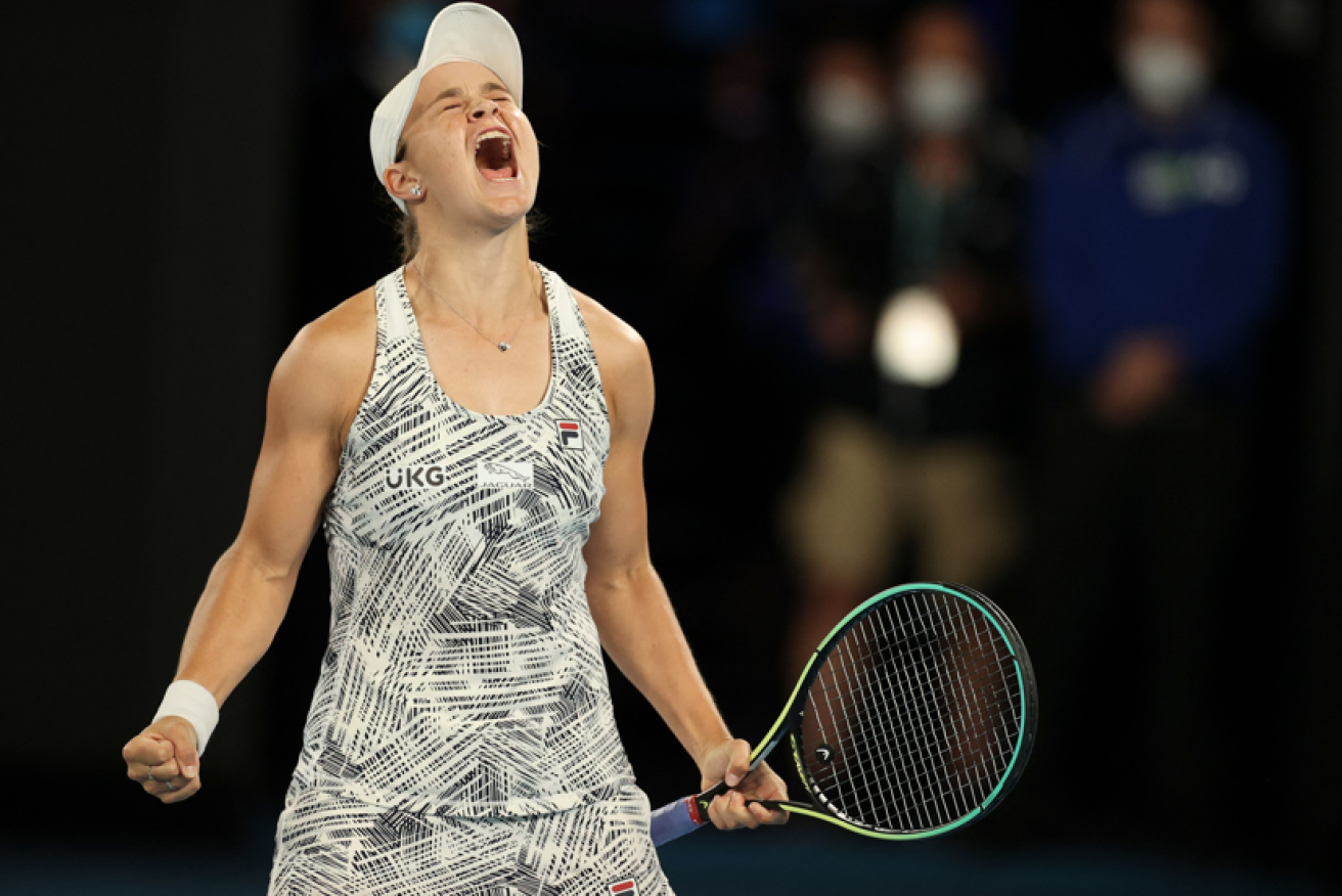 29 January: Ash Barty erupts in triumph after clinching the Australian Open crown. She is now the first Australian to win an Australian Open women's singles title in 44 years.  