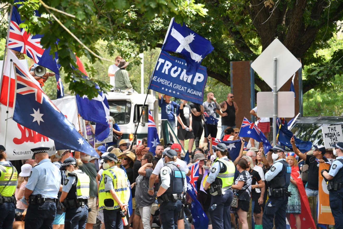 Anti-vaccination protestors have descended on the national capital since last week.