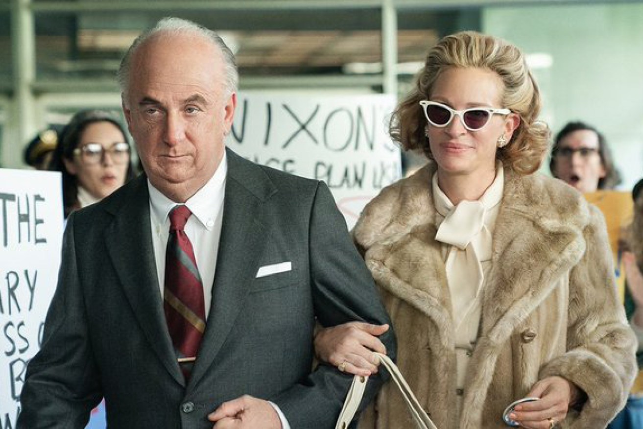 Julia Roberts nails the Southern twang as she plays Watergate whistleblower Martha Mitchell.