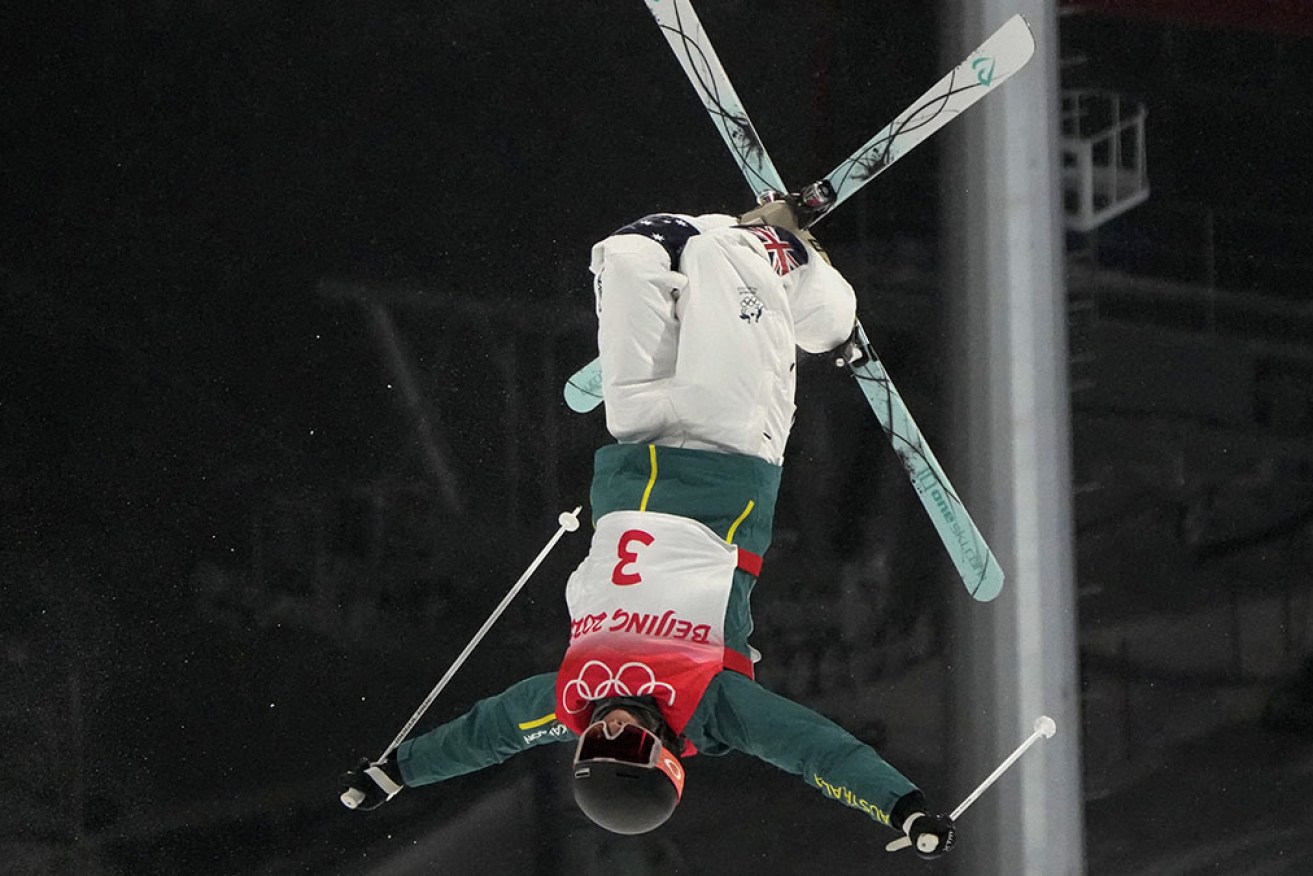 Australian Jakara Anthony leads the women's freestyle moguls after the first run of qualifying.