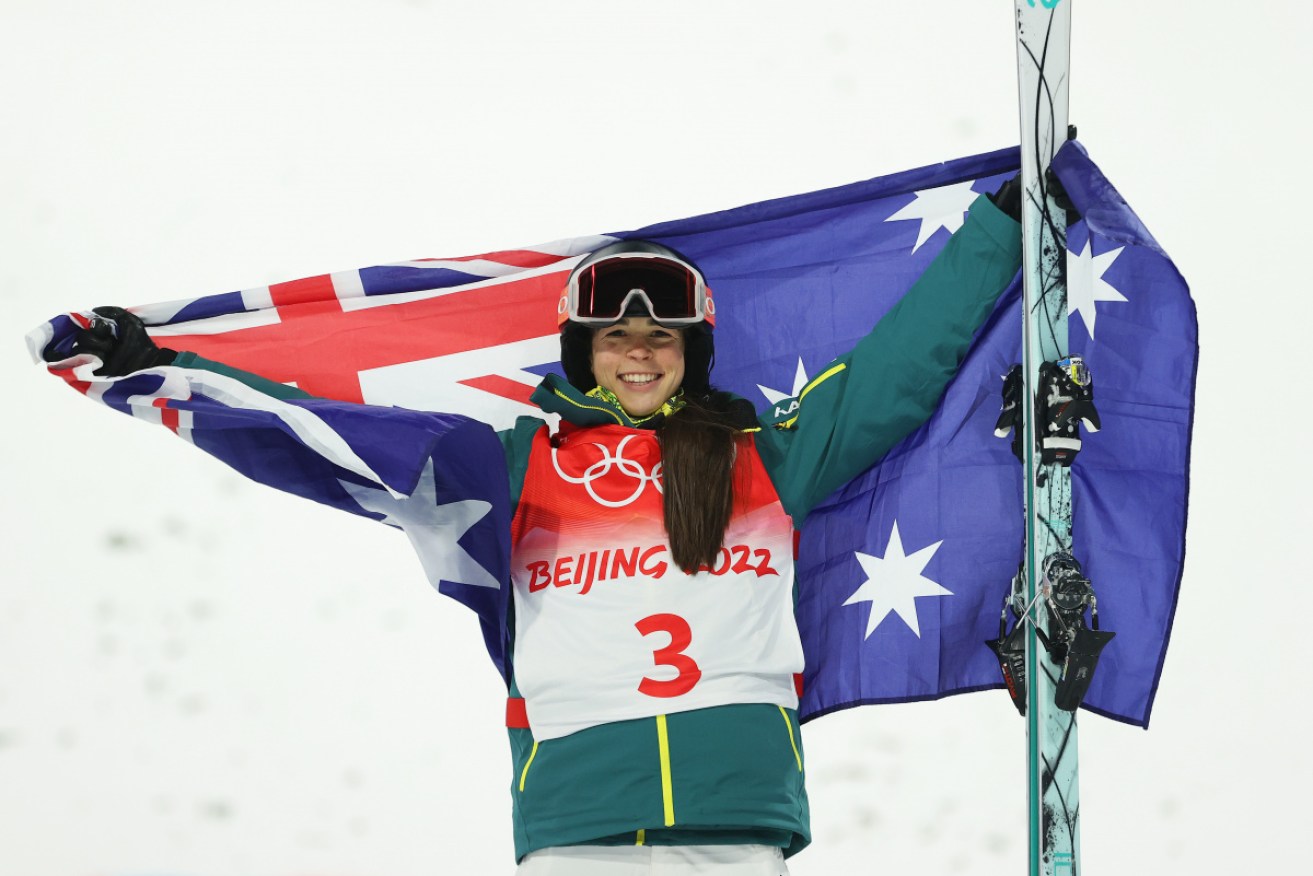 Jakara Anthony reflects on her win in the women's freestyle skiing moguls event on Sunday.