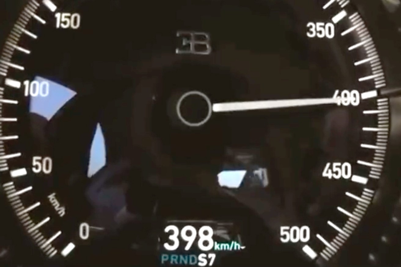 Footage uploaded online apparently shows the speedo on the Bugatti reaching 400km/h